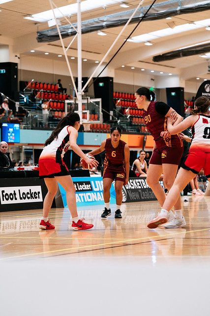 Rotorua players position themselves around the ball during an attacking play.